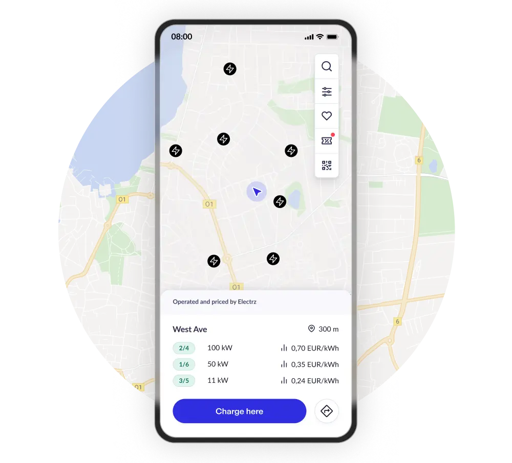 Monta driver app roaming map