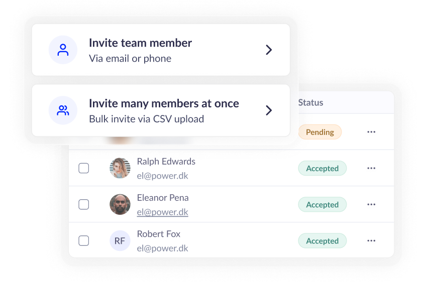 Inviting team members individually or in bulk in Monta Hub