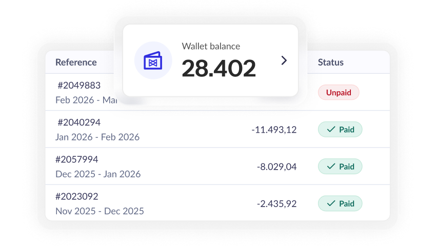 A consolidated monthly invoice listing roaming sessions