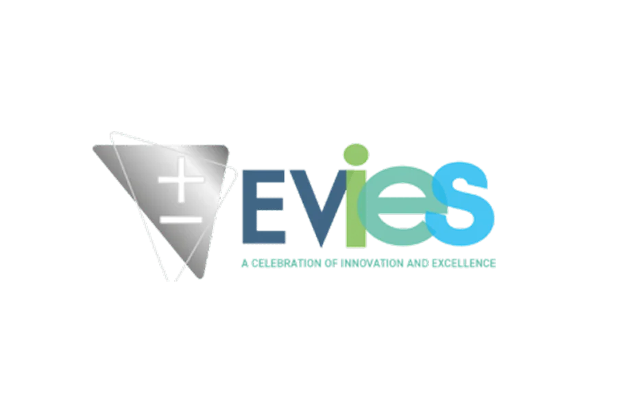 Logo featuring the word "EVIES" in bold, modern font, with a silver triangle and the tagline "A Celebration of Innovation and Excellence" below.