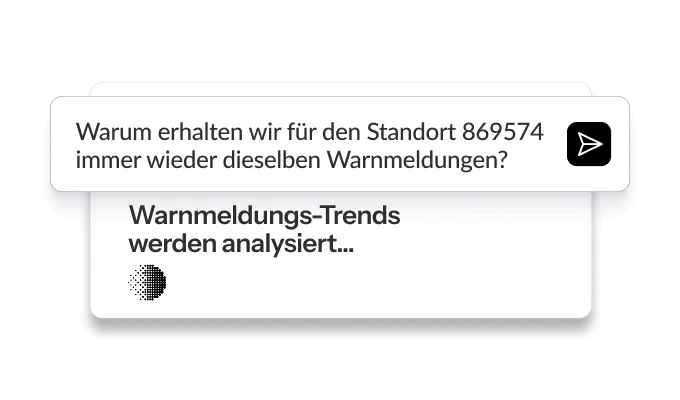 Auf einem hellen Hintergrund zeigt ein Dialogfeld die Frage zu wiederkehrenden Warnmeldungen und einen Fortschrittsindikator.