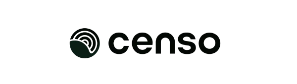 Censo logo featuring a green circular element and sleek text in dark green, symbolising energy and innovation in charge point solutions.
