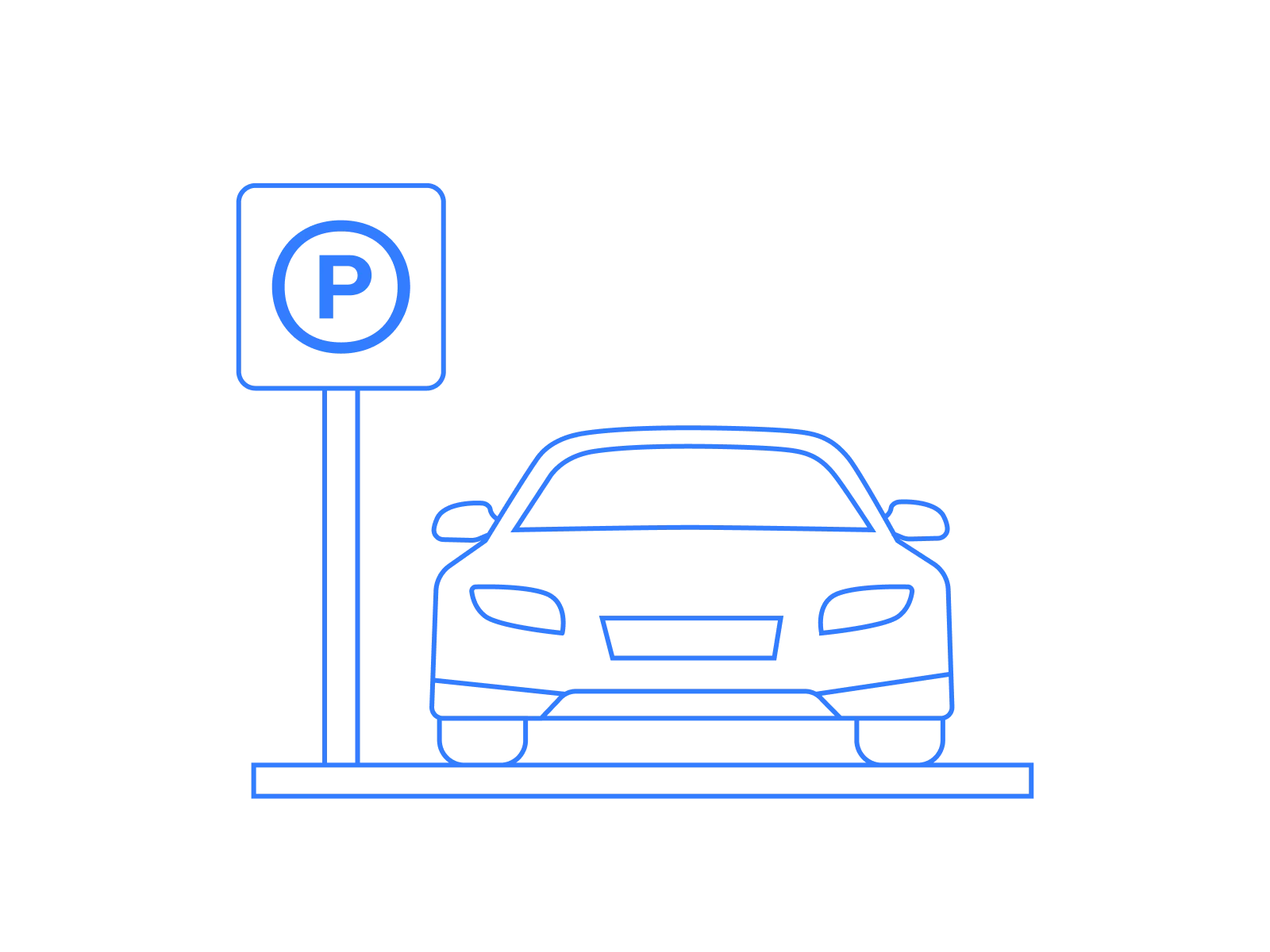 Car parked next to a parking sign