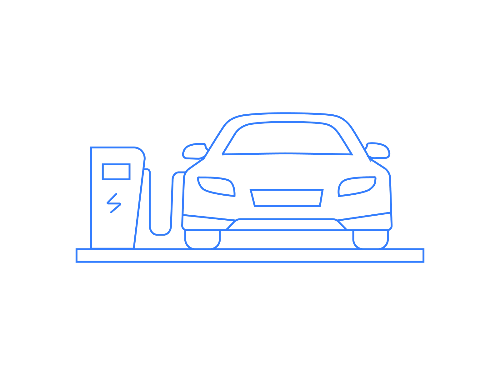 Electric car plugged into a charging point