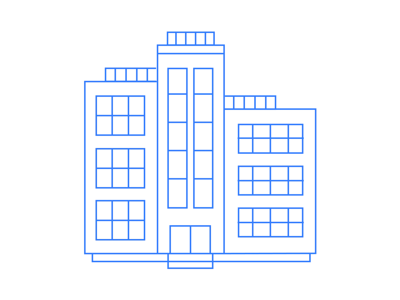 Illustration of a group of office buildings