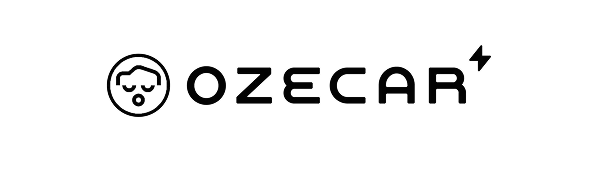 Logo d'Ozecar en noir, stylisé avec une icône évoquant une voiture électrique et un design moderne, associé au texte "Ozecar".