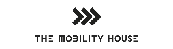 Logo von The Mobility House mit drei grauen Pfeilen über dem Schriftzug, der in klarer, serifenloser Schrift gehalten ist.