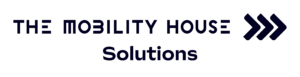 Logo der Mobility House Solutions in Dunkelblau, bestehend aus dem Schriftzug "THE MOBILITY HOUSE" und "Solutions", sowie drei nach rechts gerichteten Pfeilen.
