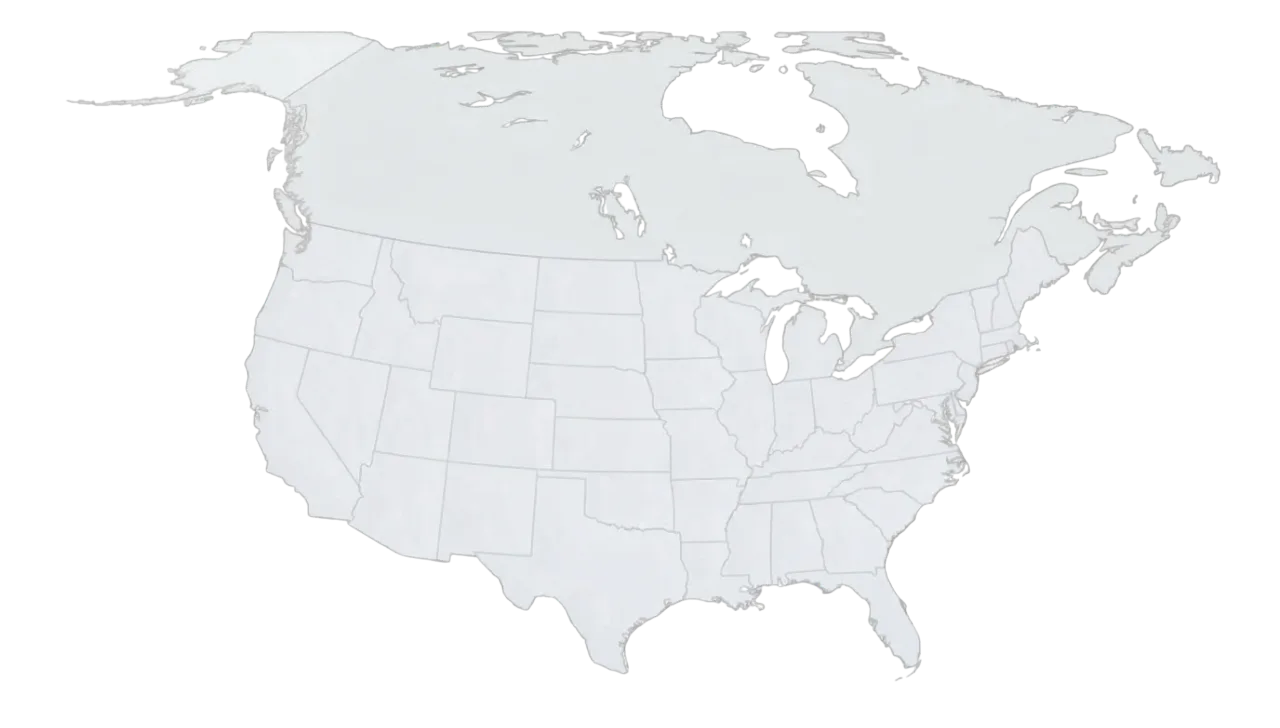 Map of US and Canada showing utility program coverage