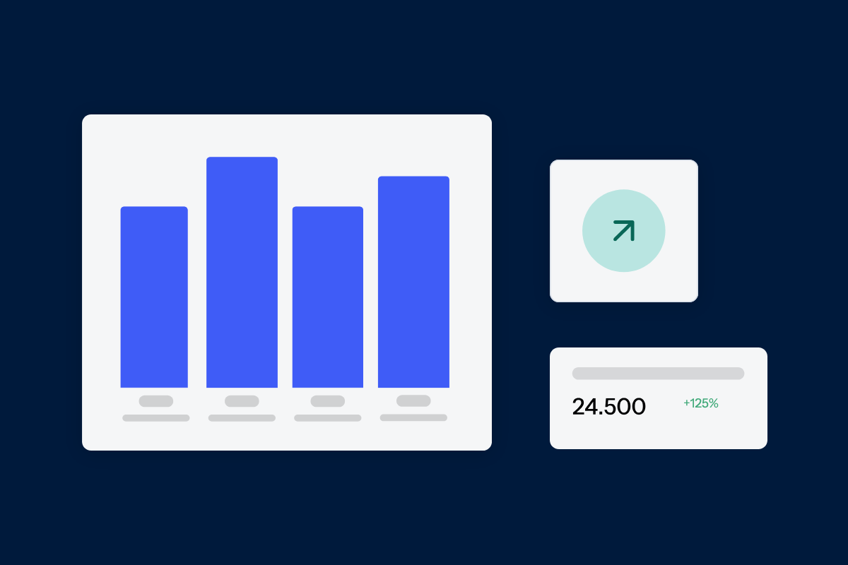 A network overview dashboard with a bar chart and a growth figure